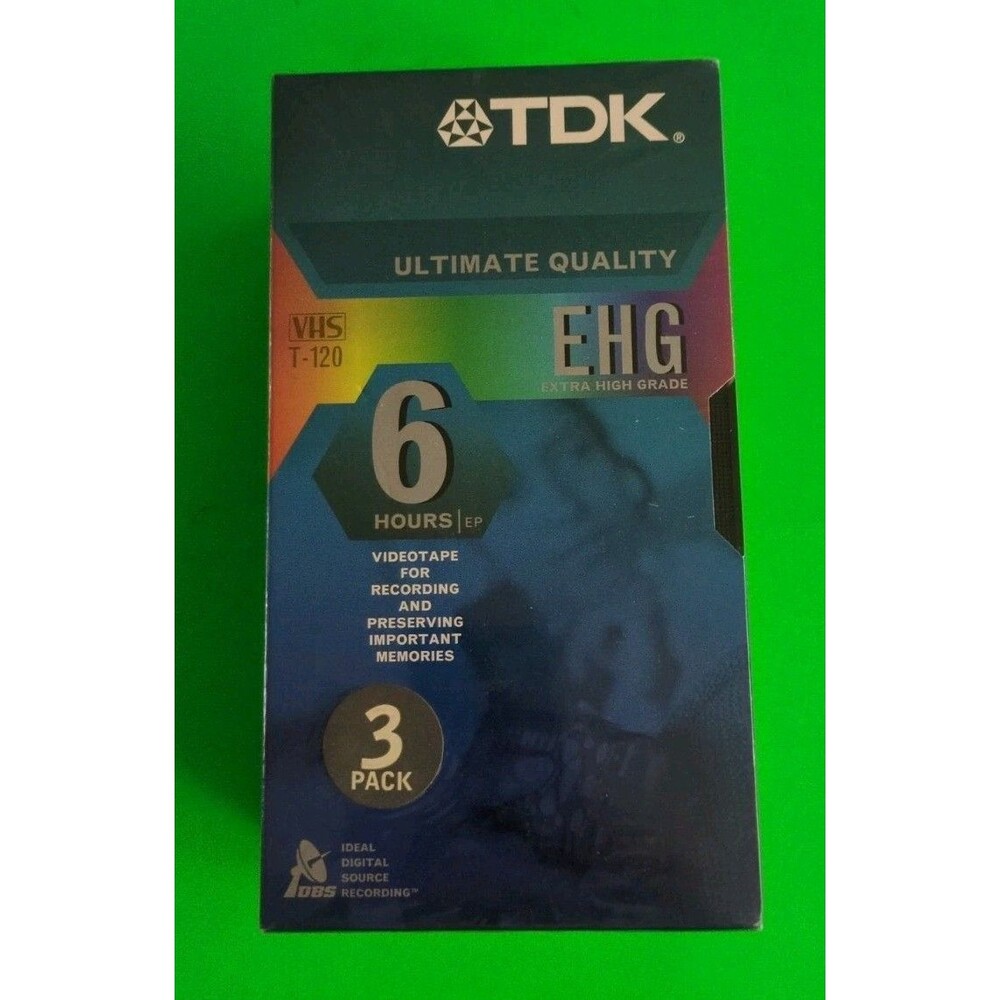 3 Pack TDK VHS Blank Tapes T-120 Extra High Grade E-HG Sound & Color (Sealed)
